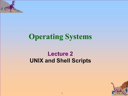 1 Operating Systems Lecture 2 UNIX and Shell Scripts.