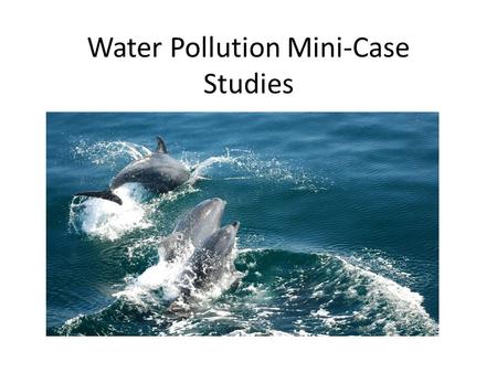 Water Pollution Mini-Case Studies. Topics Group 1: Exxon Valdez oil spill Group 2: BP Gulf oil spill Group 3: India’s Ganges River Group 4: Great Pacific.