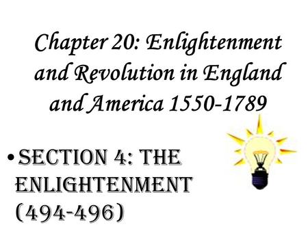 Chapter 20: Enlightenment and Revolution in England and America