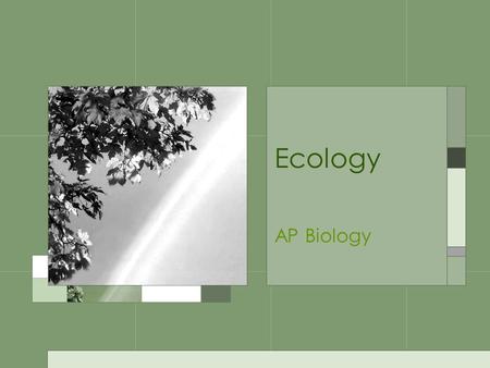 Ecology AP Biology. Ecology Scientific study of the interactions between organisms and their environment.