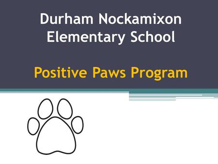 Durham Nockamixon Elementary School Positive Paws Program.
