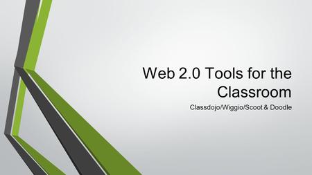Web 2.0 Tools for the Classroom Classdojo/Wiggio/Scoot & Doodle.