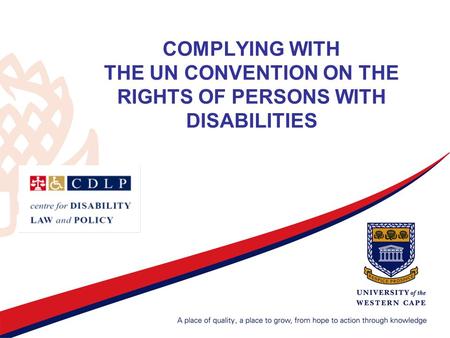 COMPLYING WITH THE UN CONVENTION ON THE RIGHTS OF PERSONS WITH DISABILITIES.