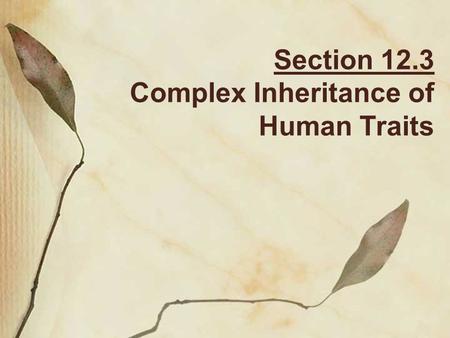 Section 12.3 Complex Inheritance of Human Traits