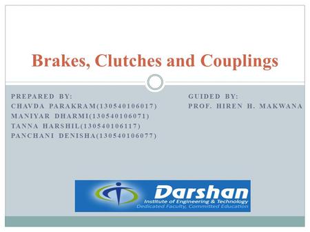 Brakes, Clutches and Couplings