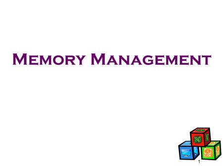 Memory Management 1. Background Programs must be brought (from disk) into memory for them to be run Main memory and registers are only storage CPU can.