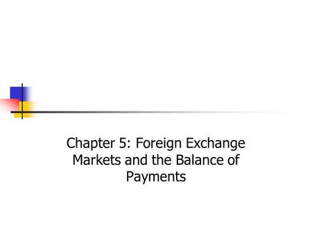 Chapter 5: Foreign Exchange Markets and the Balance of Payments