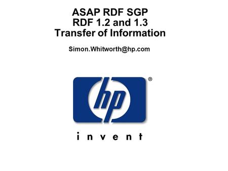 ASAP RDF SGP RDF 1.2 and 1.3 Transfer of Information
