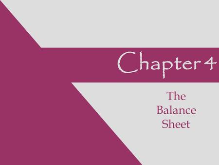 Chapter 4 The Balance Sheet. Individual Balance Sheet Accounts.