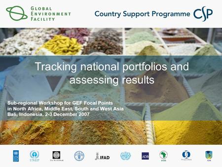 Tracking national portfolios and assessing results Sub-regional Workshop for GEF Focal Points in North Africa, Middle East, South and West Asia Bali, Indonesia,