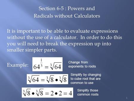 Radicals without Calculators