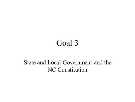 State and Local Government and the NC Constitution