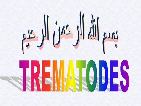 بسم الله الرحمن الرحيم TREMATODES.