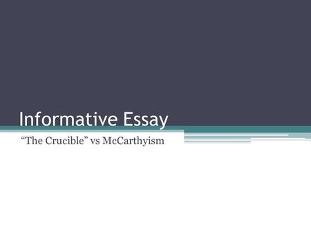 “The Crucible” vs McCarthyism