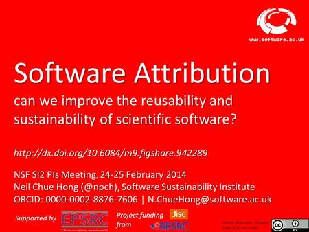 Software Sustainability Institute  Software Attribution can we improve the reusability and sustainability of scientific software?