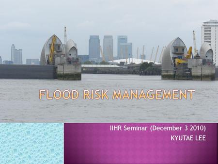 IIHR Seminar (December 3 2010) KYUTAE LEE. 1. The need for assessing Flood Risk? 2. Risk analysis/assessment – general overview 3. Issues in current practice.