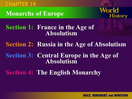 Section 1: France in the Age of Absolutism
