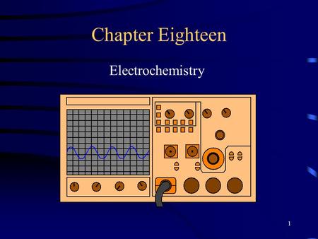 1 Chapter Eighteen Electrochemistry. 2 Electrochemical reactions are oxidation-reduction reactions. The two parts of the reaction are physically separated.