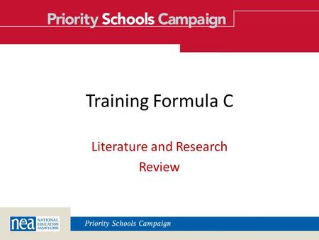 Training Formula C Literature and Research Review.