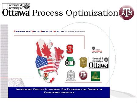 Introduction This module about Process Optimization was produced under the Program for North American Mobility in Higher Education as part of the Process.