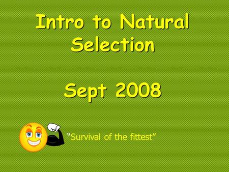 Intro to Natural Selection Sept 2008 “Survival of the fittest”