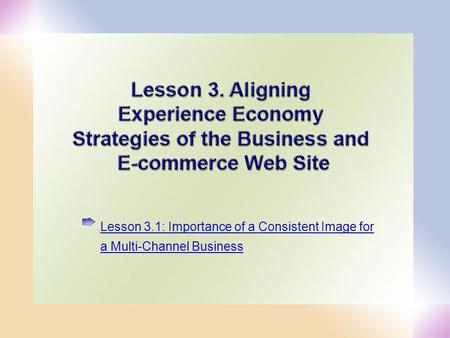 1 Lesson 3.1: Importance of a Consistent Image for a Multi-Channel Business.