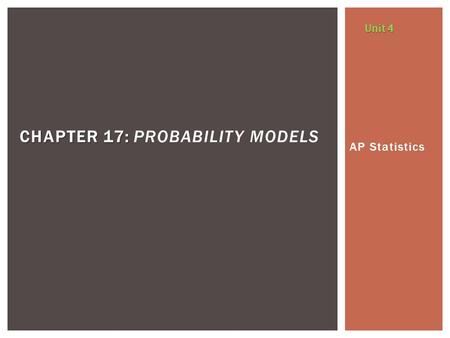 Chapter 17: probability models