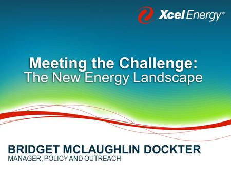 Meeting the Challenge: The New Energy Landscape MANAGER, POLICY AND OUTREACH BRIDGET MCLAUGHLIN DOCKTER.