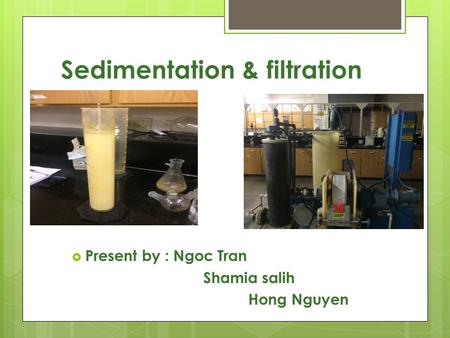 Sedimentation & filtration