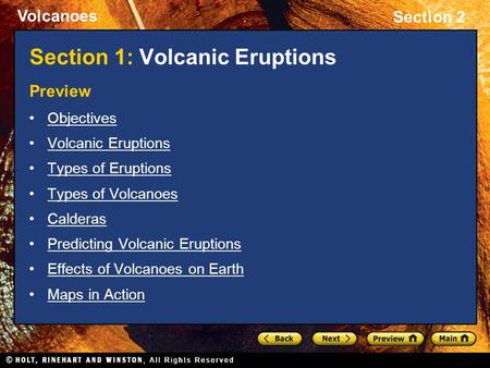 Section 1: Volcanic Eruptions