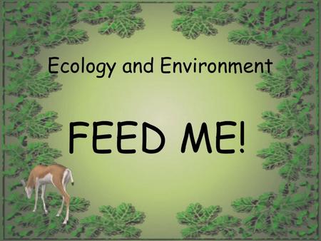 Ecology and Environment FEED ME! BIG Words! Autotrophic -- means “self-feeding”; type of organism capable of synthesizing its own food from inorganic.