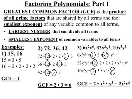 Factoring Polynomials: Part 1