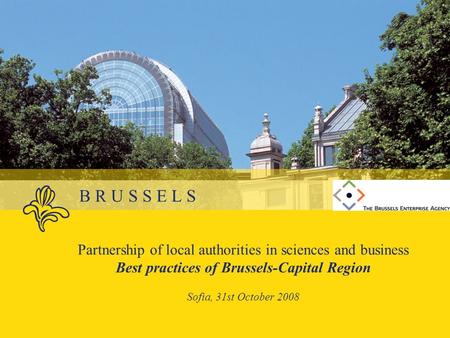 B R U S S E L S Partnership of local authorities in sciences and business Best practices of Brussels-Capital Region Sofia, 31st October 2008.