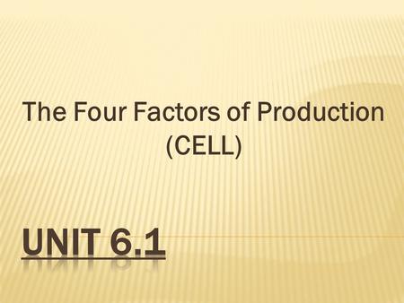 The Four Factors of Production (CELL)