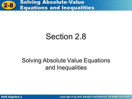 Solving Absolute Value Equations and Inequalities