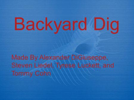 Backyard Dig Made By Alexander DiGiuseppe, Steven Liedel, Tyrese Luckett, and Tommy Cohn.
