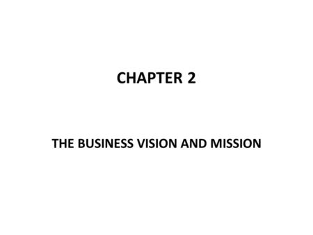 THE BUSINESS VISION AND MISSION