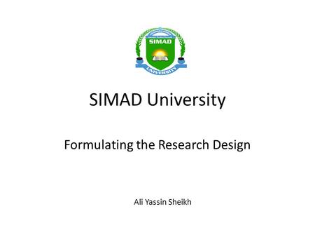 Formulating the Research Design