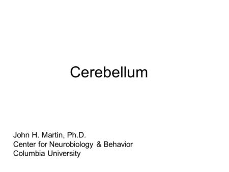 Cerebellum John H. Martin, Ph.D. Center for Neurobiology & Behavior Columbia University.