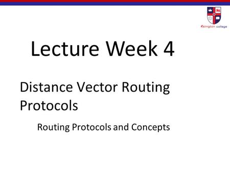 Distance Vector Routing Protocols Routing Protocols and Concepts Lecture Week 4.