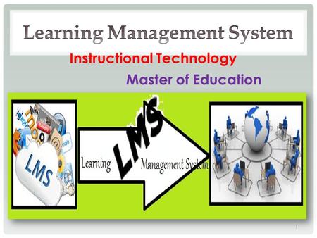 Instructional Technology Master of Education 1. LEARNING OBJECTIVES 1) Explain what an LMS is. 2) Differentiate between some types of LMS. 3) Identify.