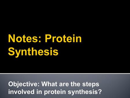 Notes: Protein Synthesis