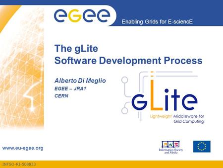 INFSO-RI-508833 Enabling Grids for E-sciencE www.eu-egee.org The gLite Software Development Process Alberto Di Meglio EGEE – JRA1 CERN.