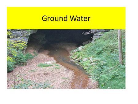 Ground Water. Any water that seeps under the surface of the Earth Important source of drinking water Divided into 2 zones.