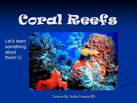 Coral Reefs Lesson By: Sofia Correia 8D Let’s learn something about them!