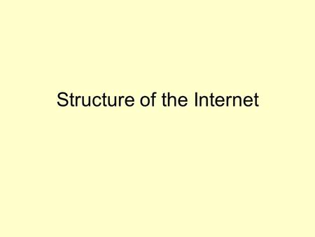 Structure of the Internet. Internet Structure LAN ISP Internet Backbone.