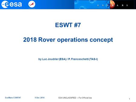 ESWT # Rover operations concept