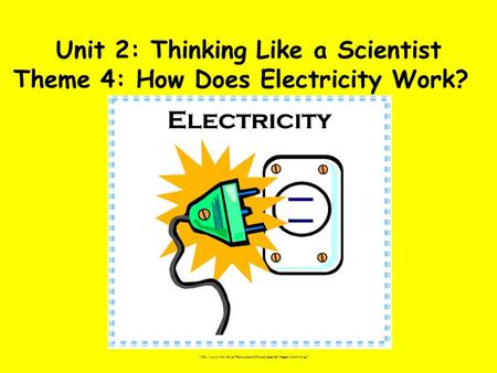 Unit 2: Thinking Like a Scientist Theme 4: How Does Electricity Work?