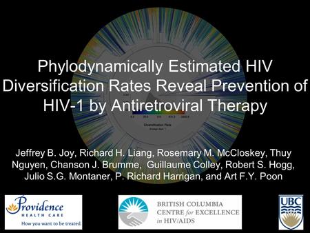 Phylodynamically Estimated HIV Diversification Rates Reveal Prevention of HIV-1 by Antiretroviral Therapy Jeffrey B. Joy, Richard H. Liang, Rosemary M.