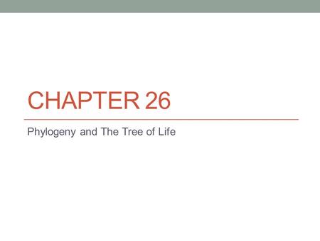 CHAPTER 26 Phylogeny and The Tree of Life. Learning Targets.
